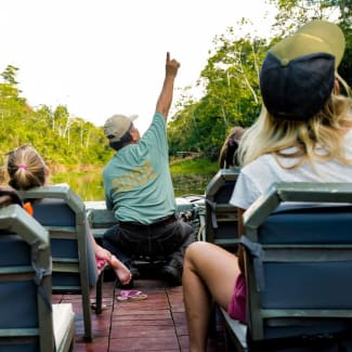 Skiff excursion on the Amazon