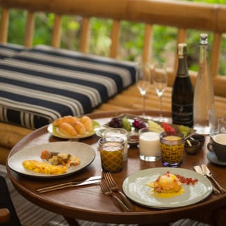 Breakfast on a small table