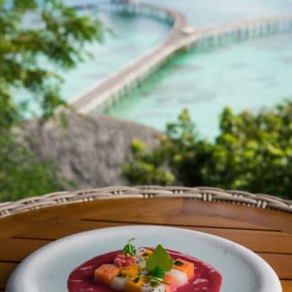 Dessert with a beach view