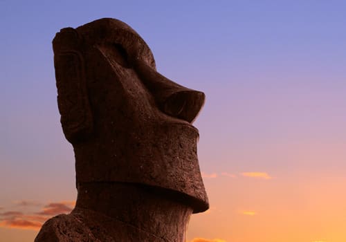 Single Moai Easter Island Sunset