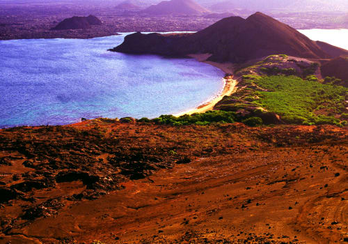 Summit,Of,Bartolome,Islet,,Western,View,To,Santiago,Island,,Galapagos