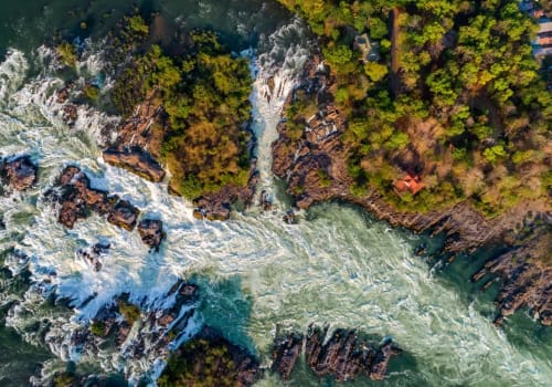 Aerial view of Khone Falls