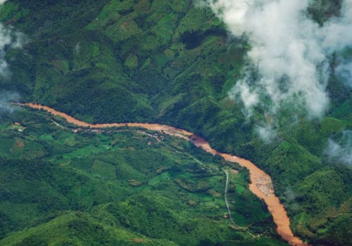 Aerial view of the Mekong in Laos