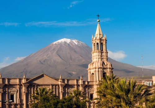 Misti Volcano And Arequipa Cathedral