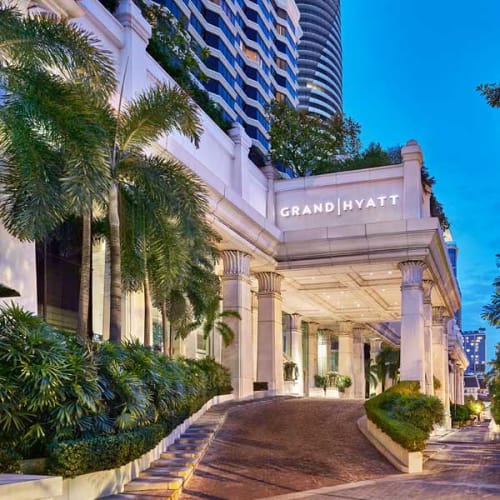 Entrance to the luxury hotel in a big city