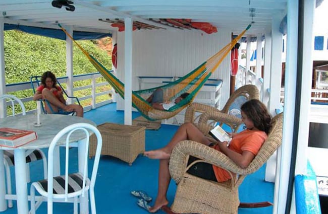 People relaxing onboard