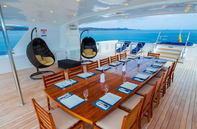 Large table on the deck