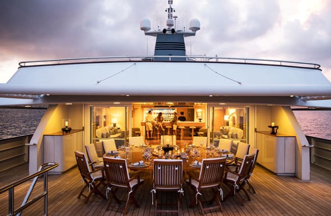 Large table on the deck