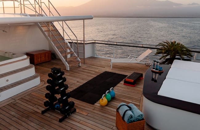 Gym equipment on the deck