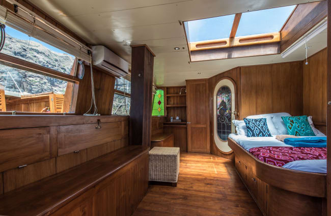 Cabin interior with skylight