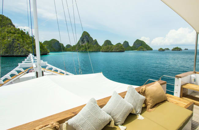 Sitting area on the boat's bow