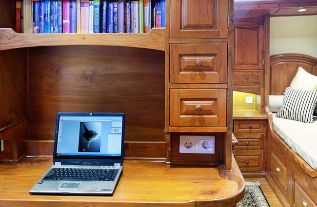 Desk and bookshelf