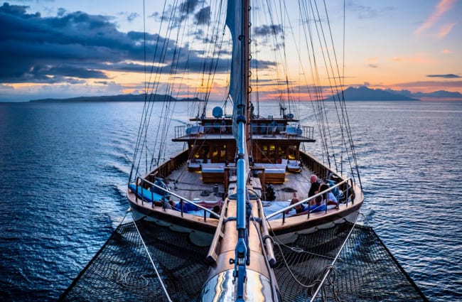 View onto the ship from the bow