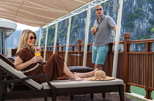 Couple relaxing on the deck