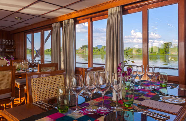 Restaurant onboard Mekong Pandaw