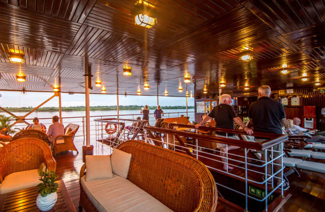 The outdoors lounge onboard Angkor Pandaw