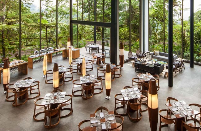 Spacious restaurant with panoramic large windows