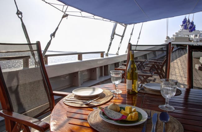 A table on the deck