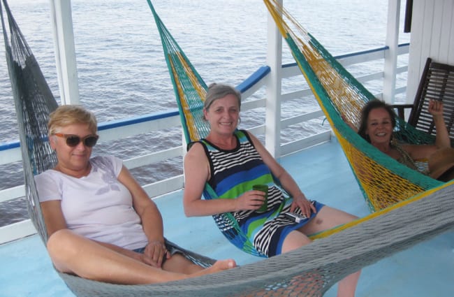 Passengers in the hammocks