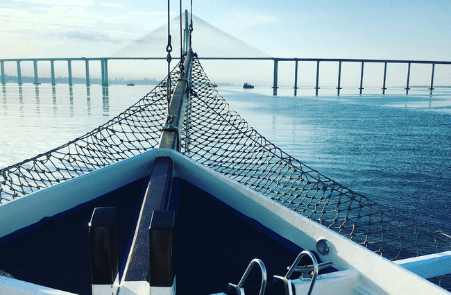 Nets on the bow of the ship