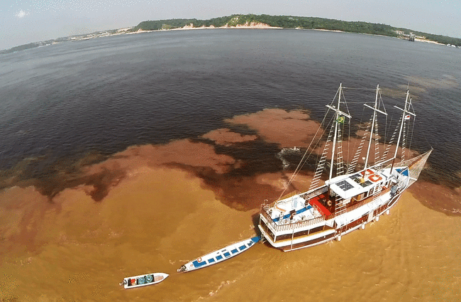 Aerial view of Desafio at sweet and salt water meeting spot