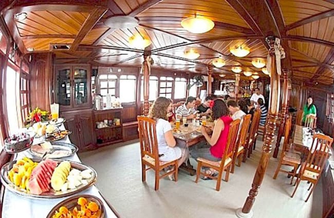 Buffet and group of people by the bar