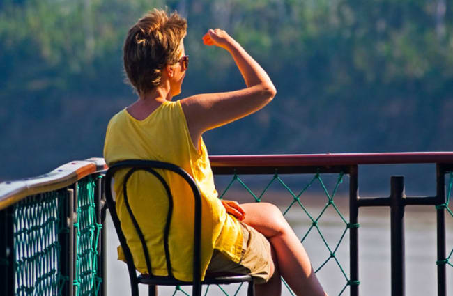 A woman observing the river