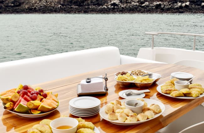 Snacks on the table on the sun deck