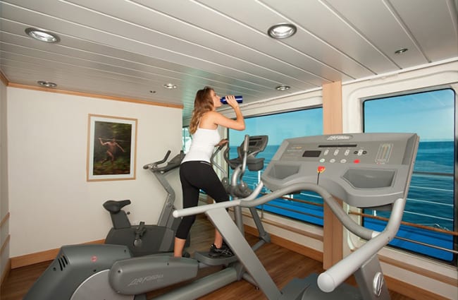 A woman exercising at the gym