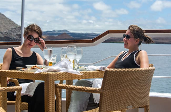 A couple having breakfast al fresco