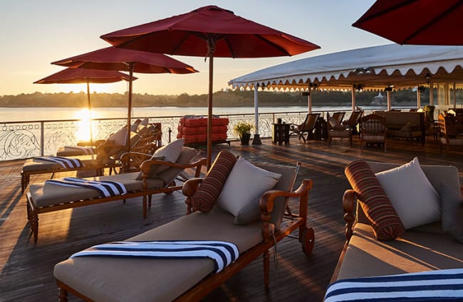 Lounge chairs on the deck