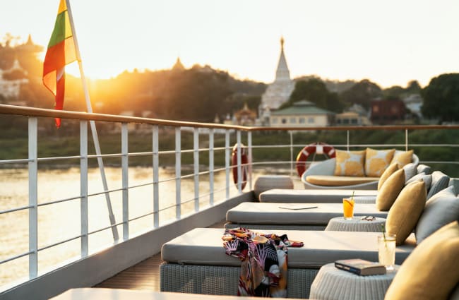 Sun beds on a deck