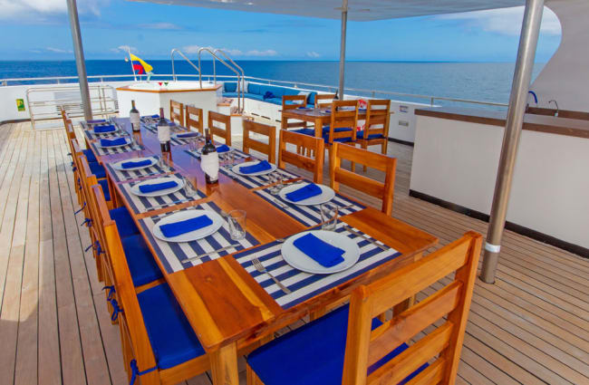 Large dining table on the deck