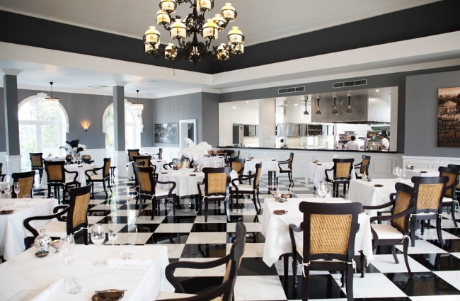 Black and white dining room