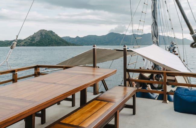 Table on the open deck