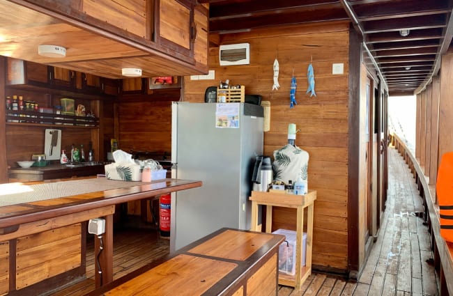 Kitchen and a dining table