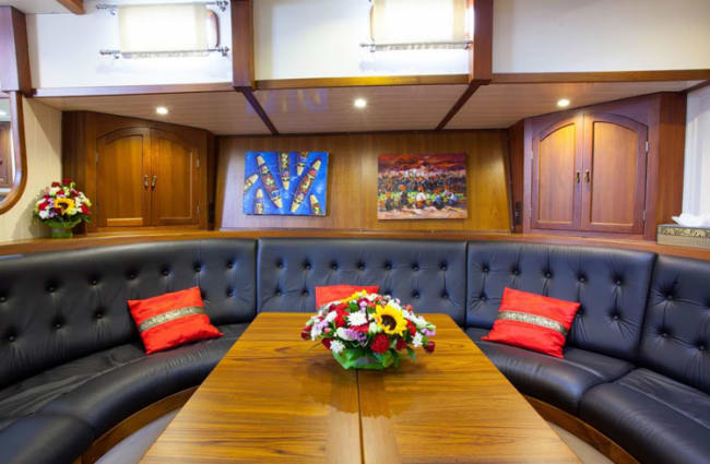 Sofas and table onboard