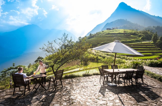 Tables with the mountains view