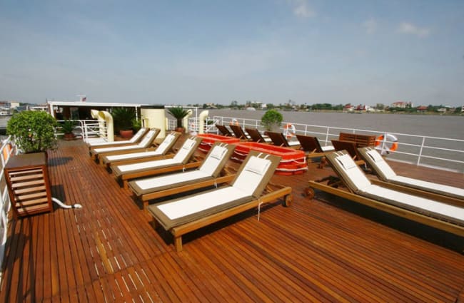 Sun loungers on the deck