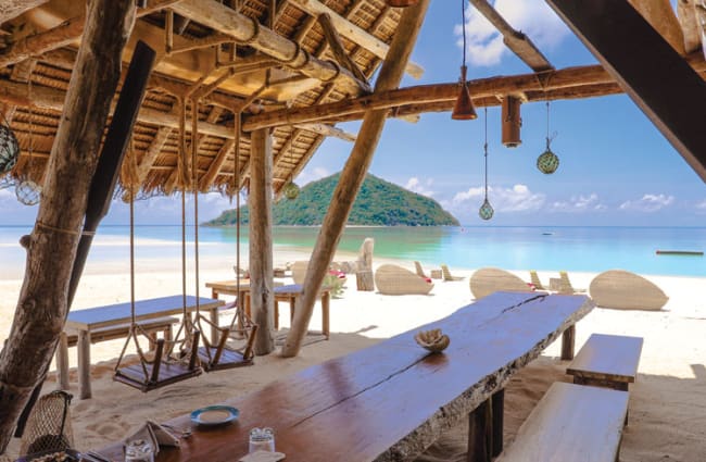 Table in the beach reastaurant