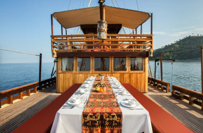 Table set for lunch on the deck