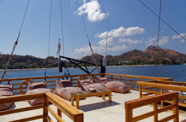 Sun beds on the deck