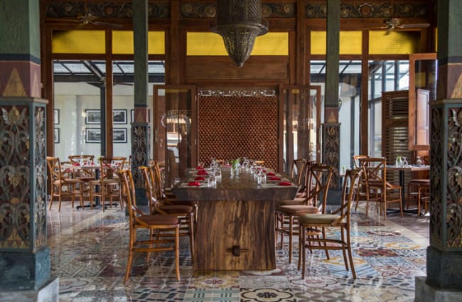 Interior of a beach club restaurant