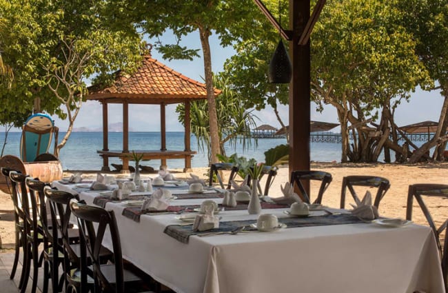 Restaurant table by the beach