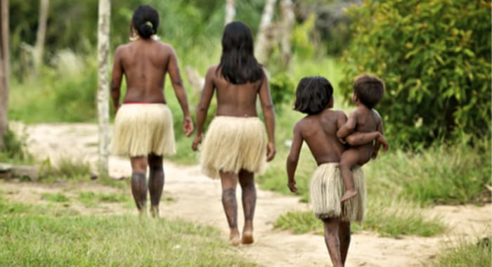 Indigenous Walking Down Path