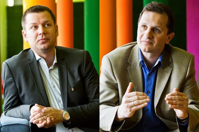 Hárfás Zsolt, az Atomenergia Info szakértője és Felsmann Balázs, a Corvinus Egyetem kutatásvezetője. (Fotók: Berecz Valter) HarfasZs-FelsmannB