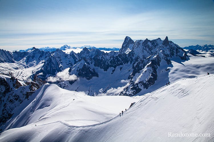 Panorama depuis l'Aiguille du Midi au dessus de Chamonix