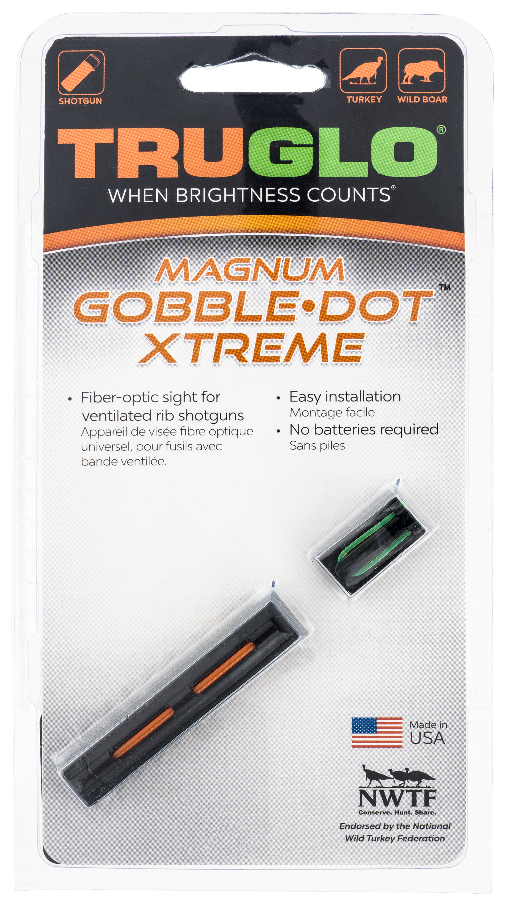 Truglo Magnum Gobble-Dot Xtreme 6mm Fiber Optic Shotgun Sight Set, Red/Green