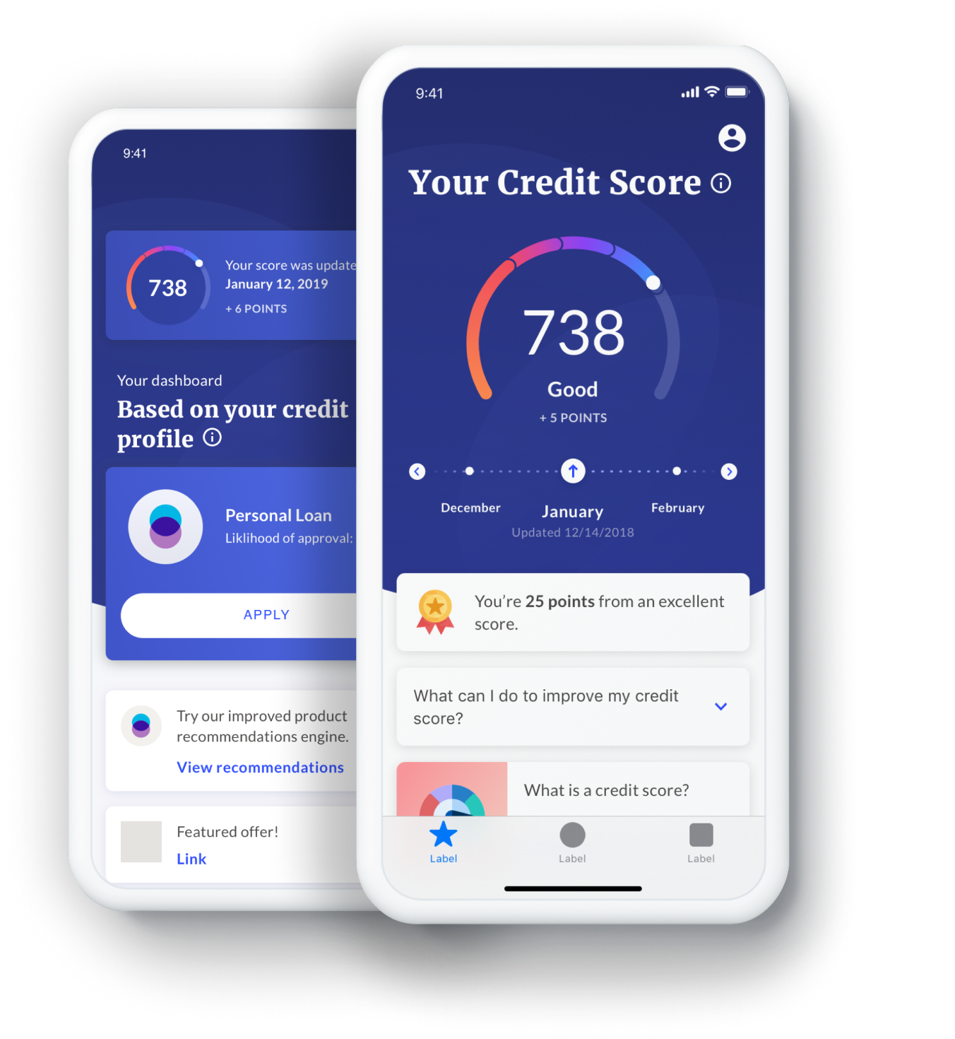 phones displaying Borrowell app