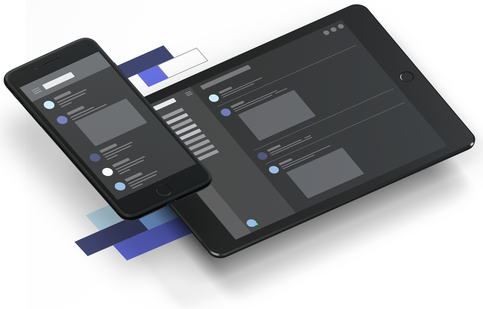 phone and tablet with transactions